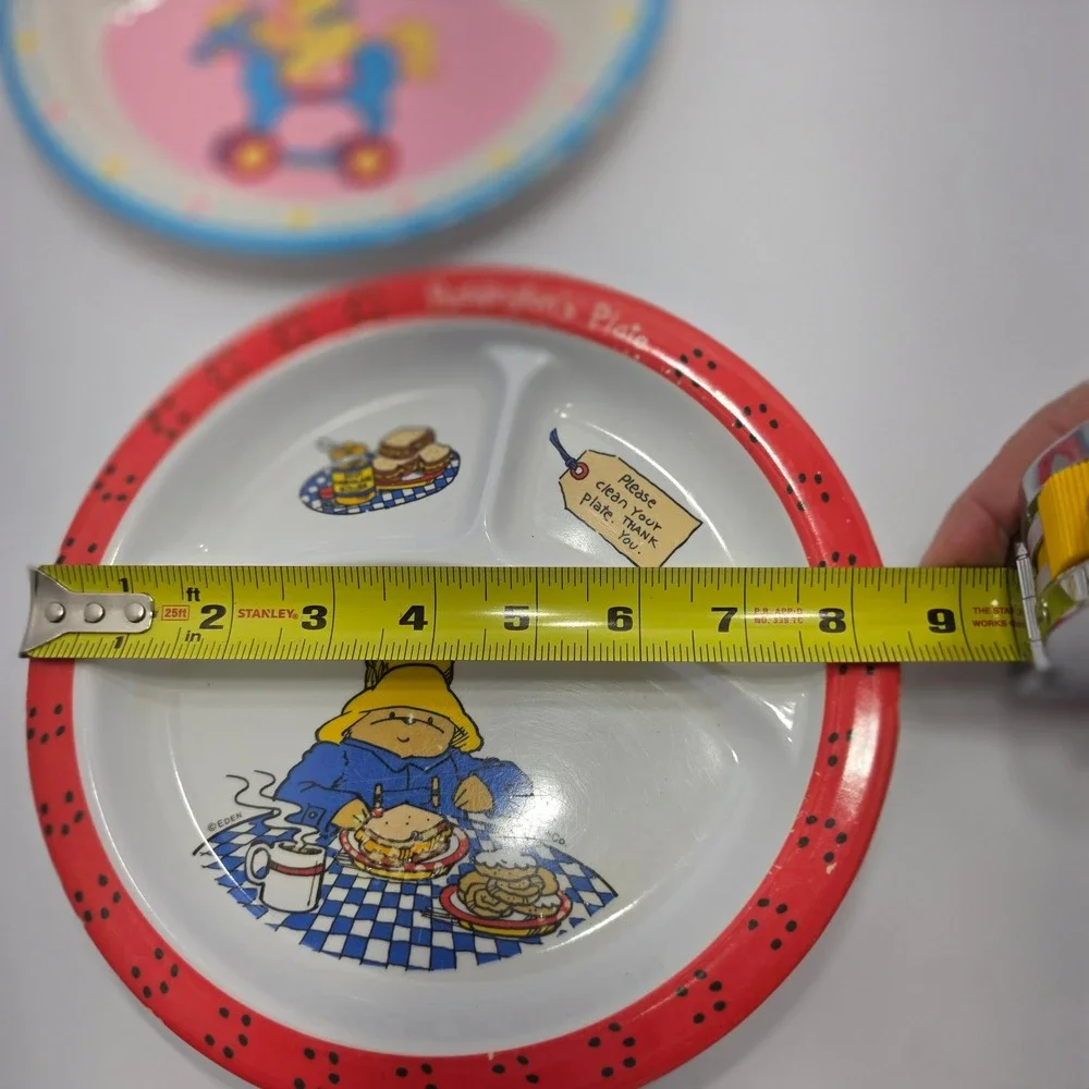 Vintage Paddington Bear & Teddy Bear Melamine Divided Plates Set of 2